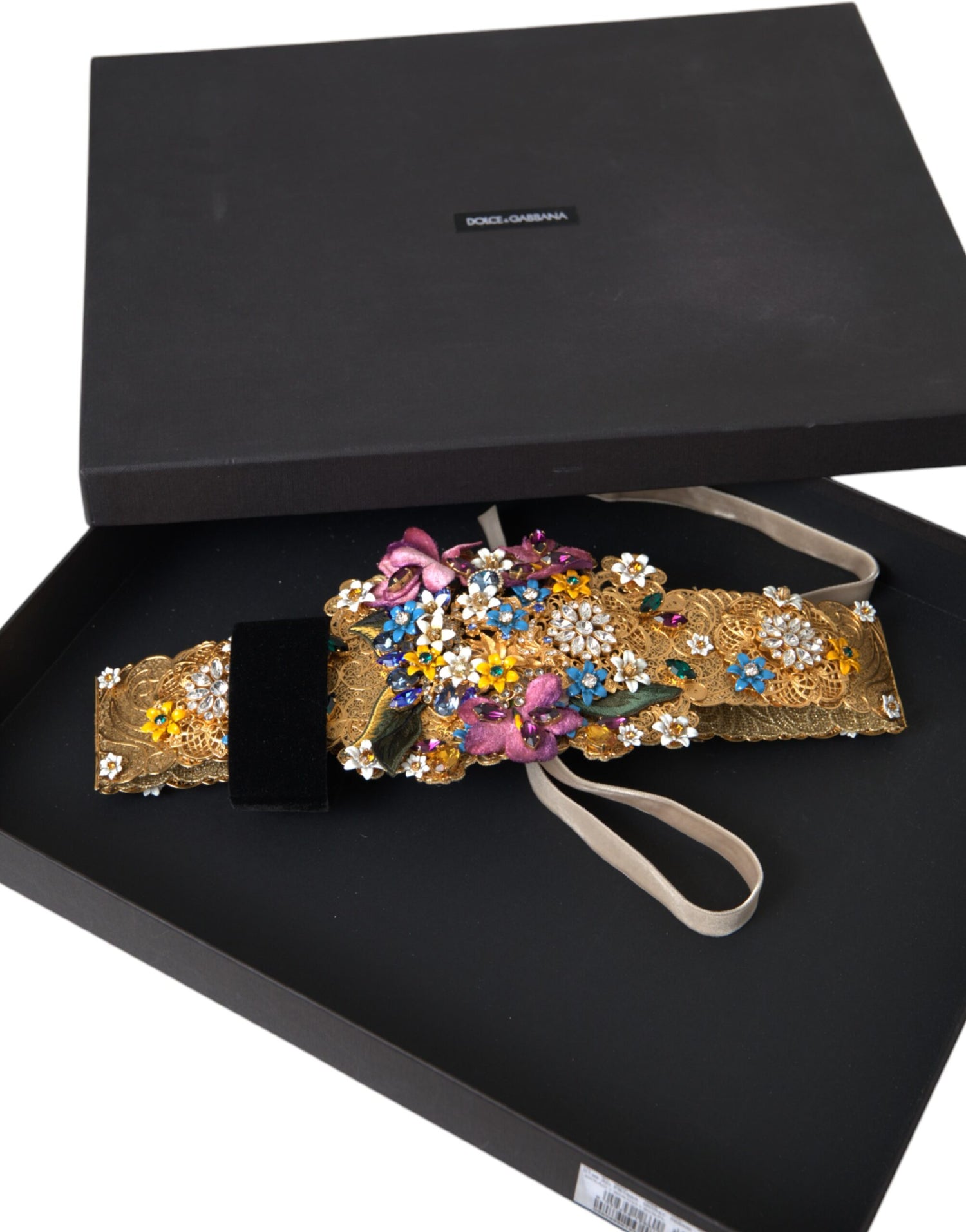 Dolce &amp; Gabbana Multicolor Embellished Floral Crystal Wide Waist Belt