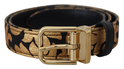 Dolce &amp; Gabbana Multicolor Jacquard Leather Logo Buckle Belt