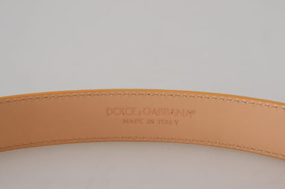 Dolce &amp; Gabbana Beige Exotic Leather Gold Metal Buckle Belt