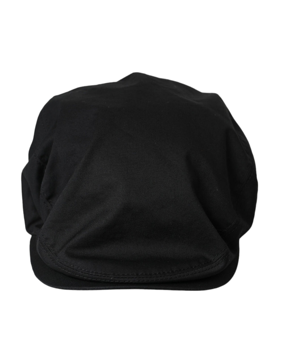 Dolce &amp; Gabbana Black Cotton Blend Logo Newsboy Hat Men