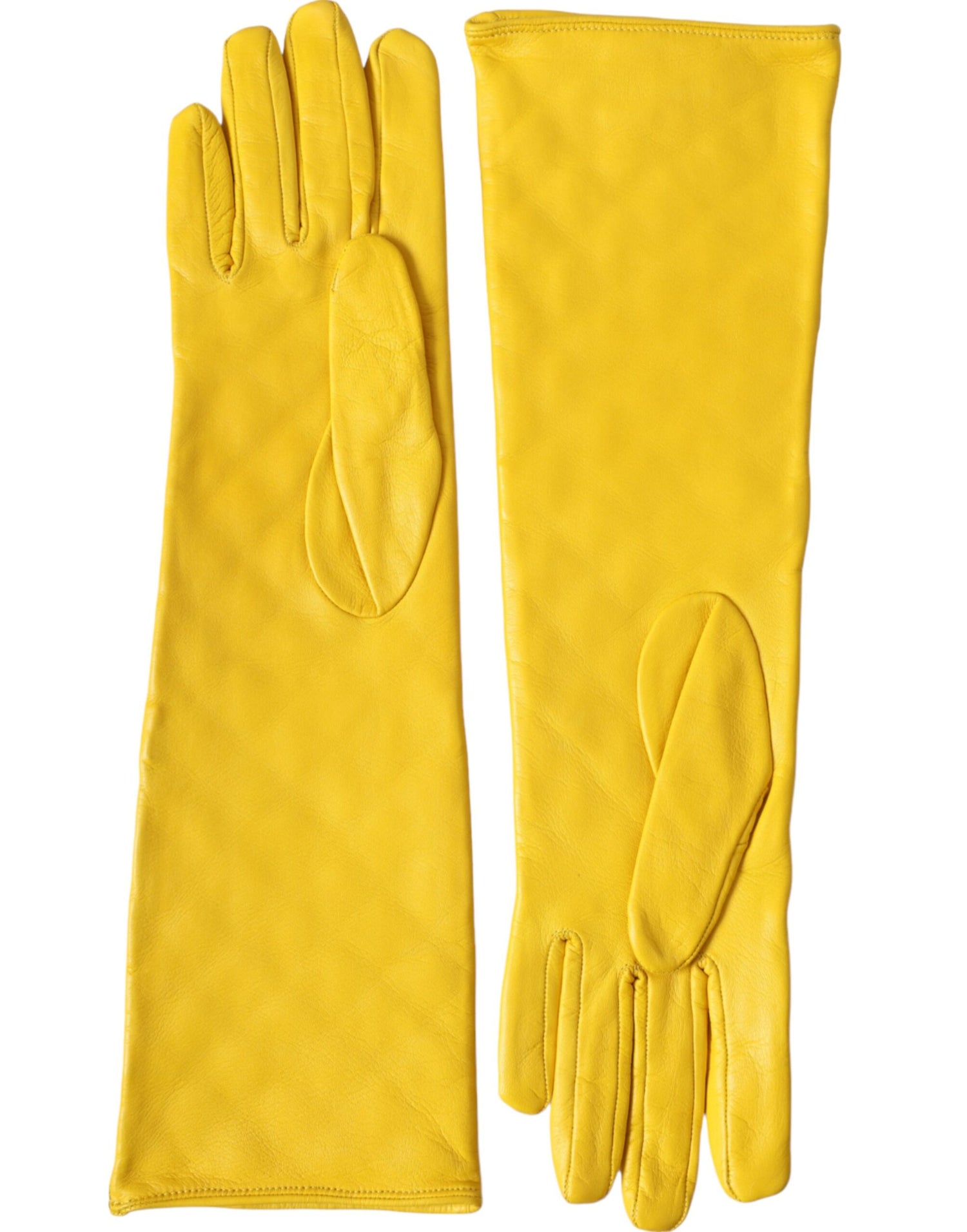 Dolce &amp; Gabbana Gold Leather Quilted Mid Arm Length Gloves