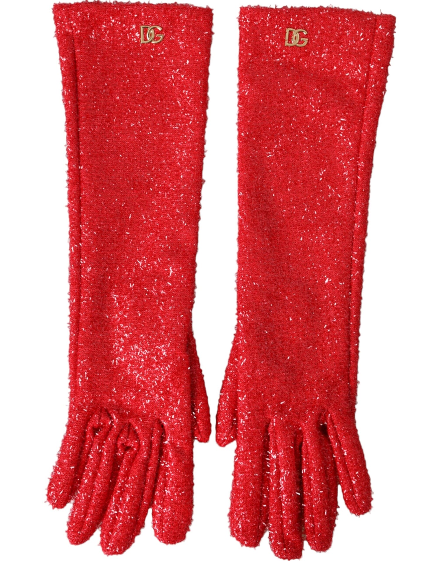 Dolce &amp; Gabbana Red Lurex Fantasia Mid Arm Length Gloves