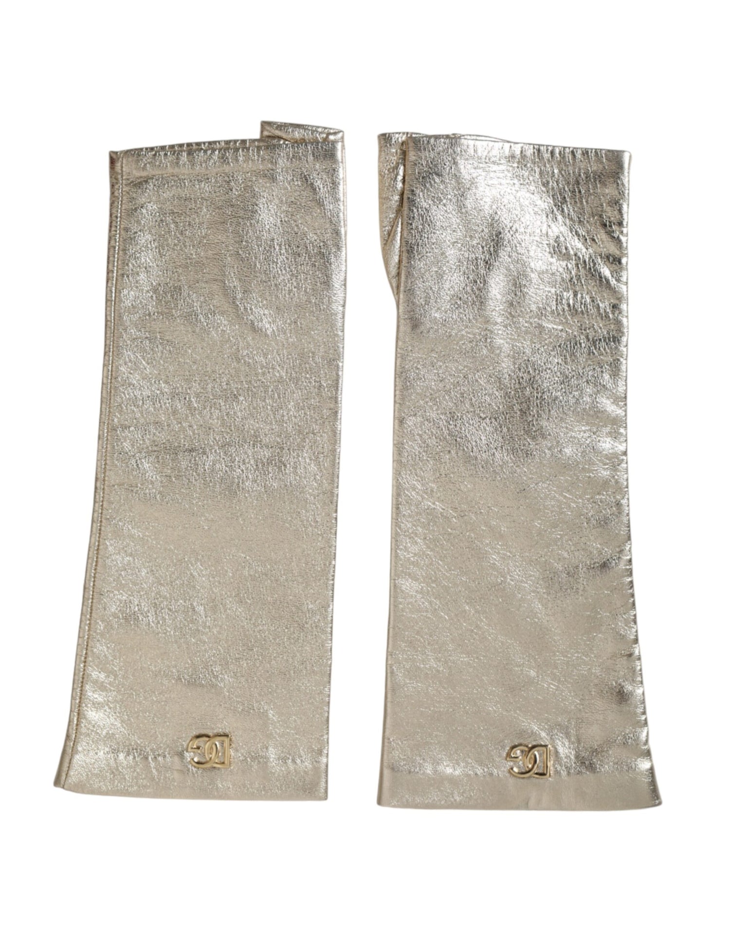 Dolce &amp; Gabbana Silver Laminated Logo Finger Less Gloves