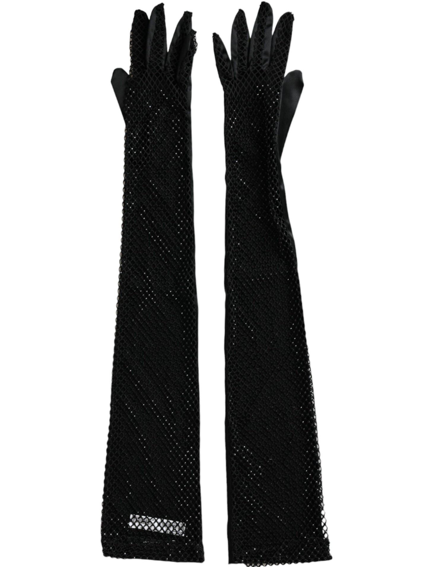 Dolce &amp; Gabbana Women Black Mesh Net Elbow Length Gloves