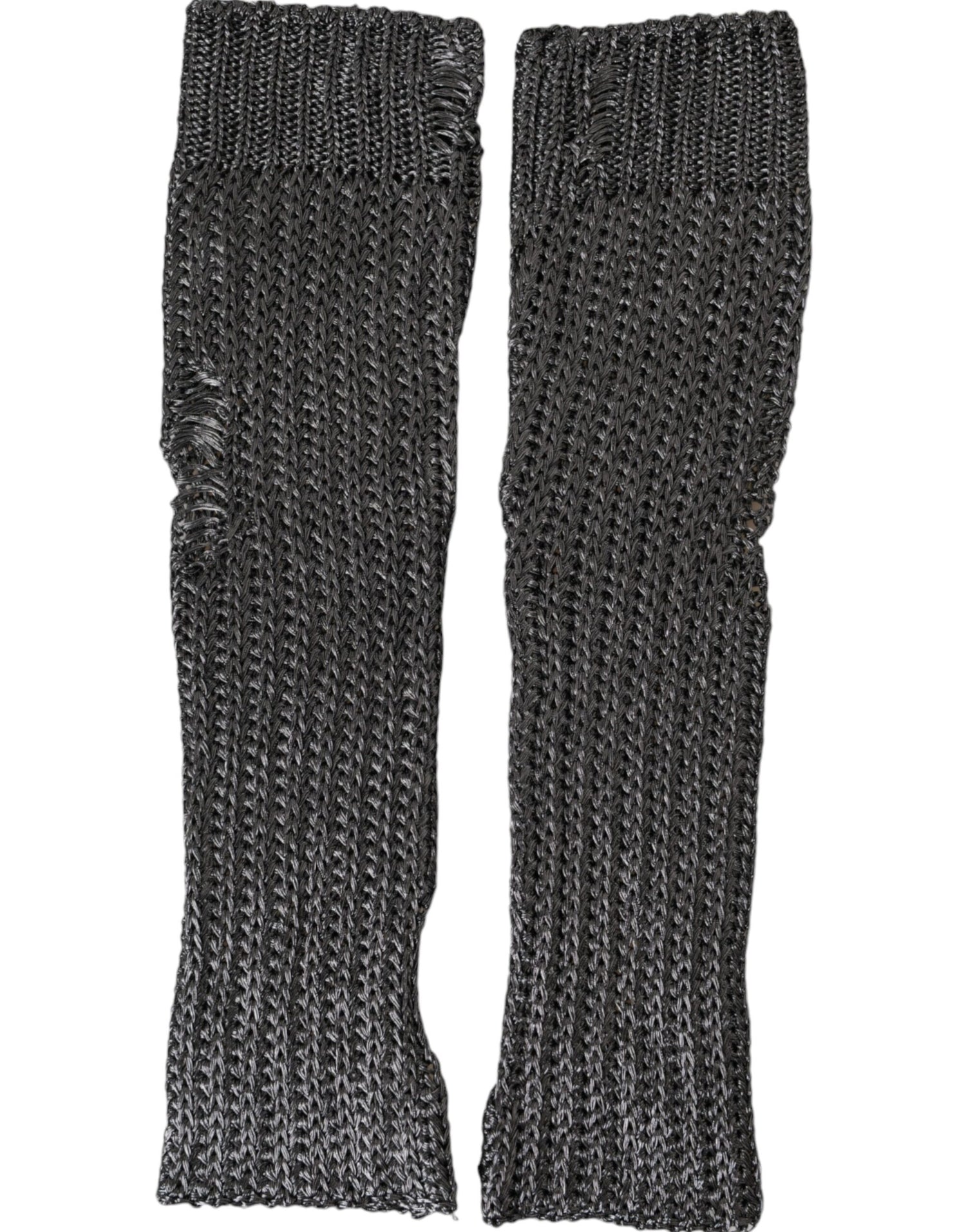 Dolce &amp; Gabbana Gray Viscose Knitted Finger Less Gloves