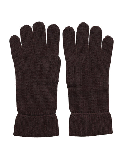 Dolce &amp; Gabbana Brown Wool Knitted Wrist Length Gloves