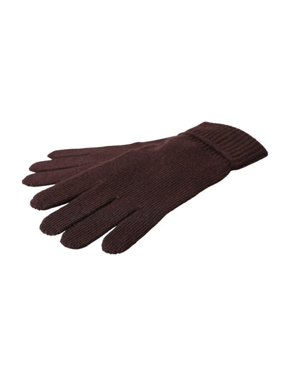 Dolce &amp; Gabbana Brown Wool Knitted Wrist Length Gloves