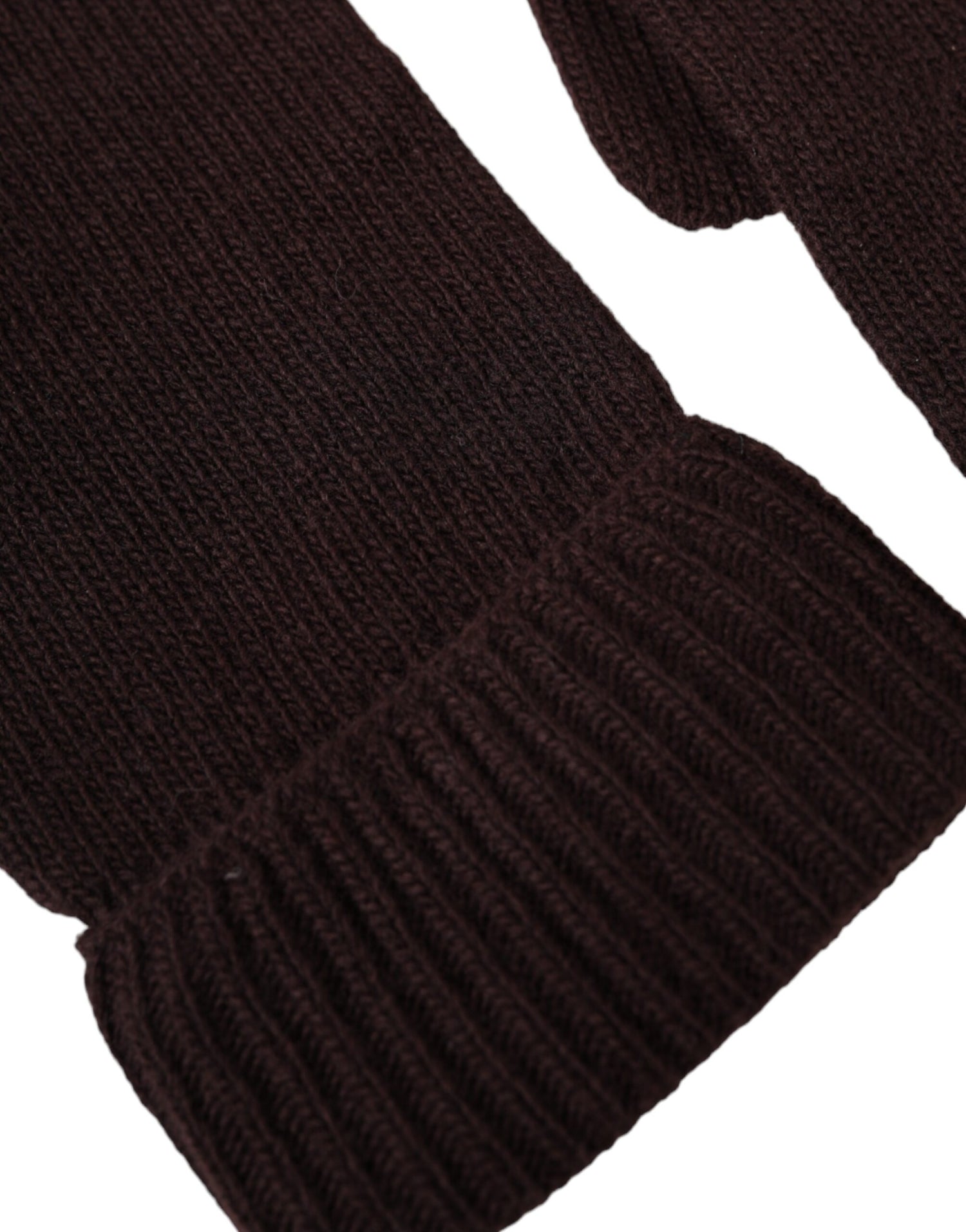 Dolce &amp; Gabbana Brown Wool Knitted Wrist Length Gloves