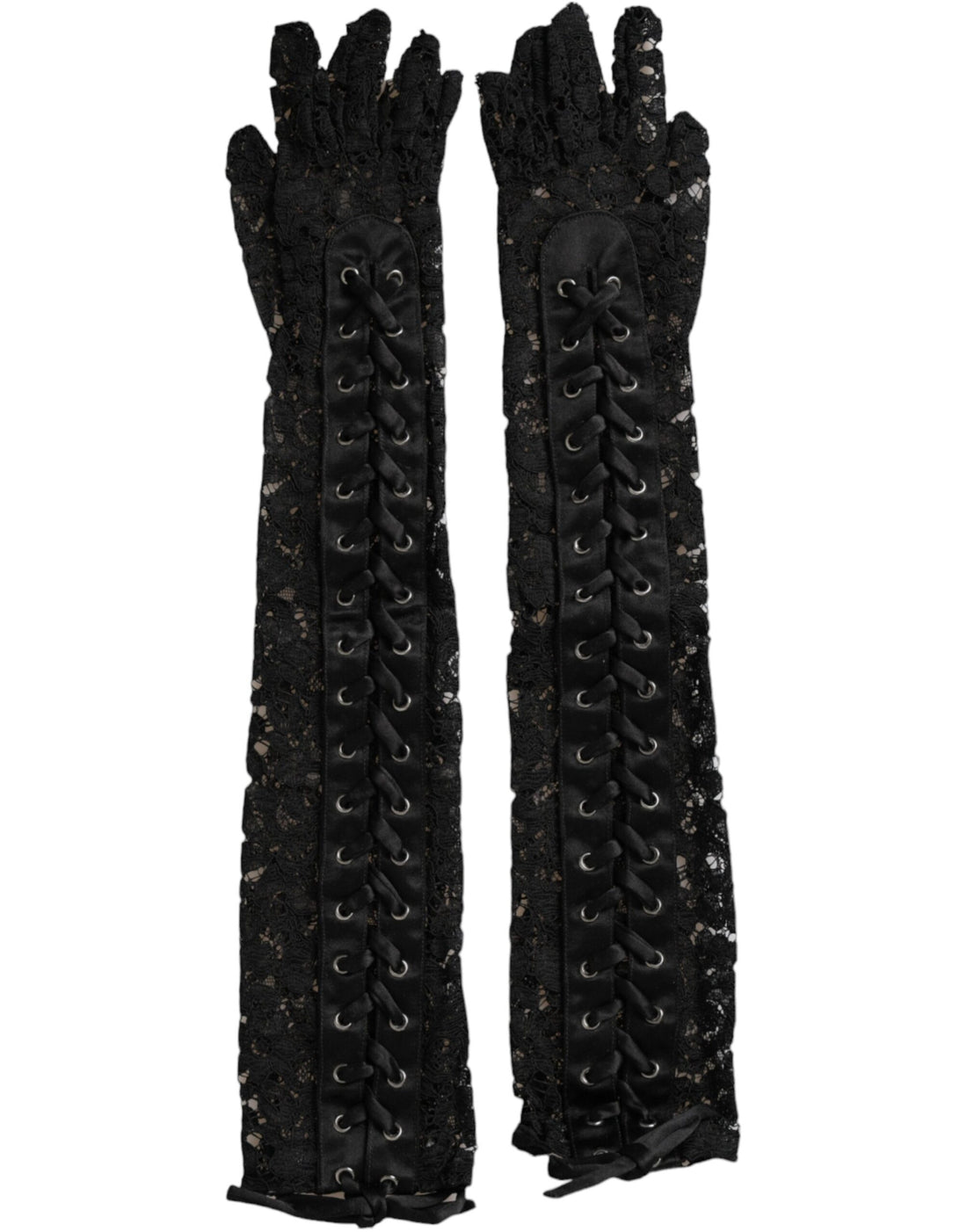 Dolce &amp; Gabbana Black Taormina Lace Elbow Length Gloves