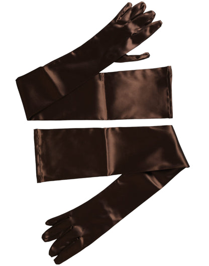 Dolce &amp; Gabbana Brown Acetate Satin Elbow Length Gloves