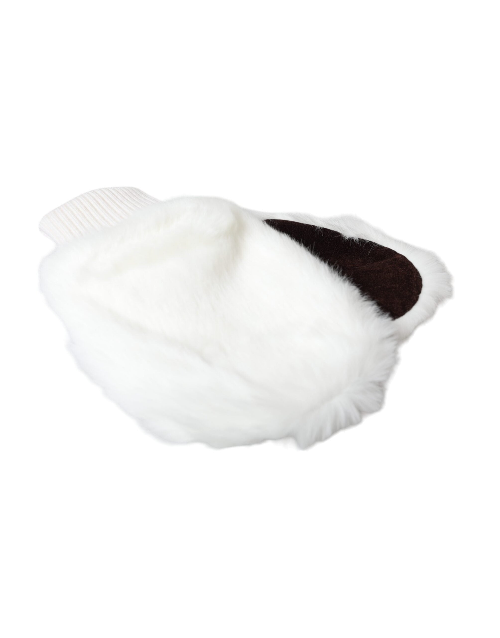 Dolce &amp; Gabbana White Acrylic Knitted Fur Wrist Mitten Gloves