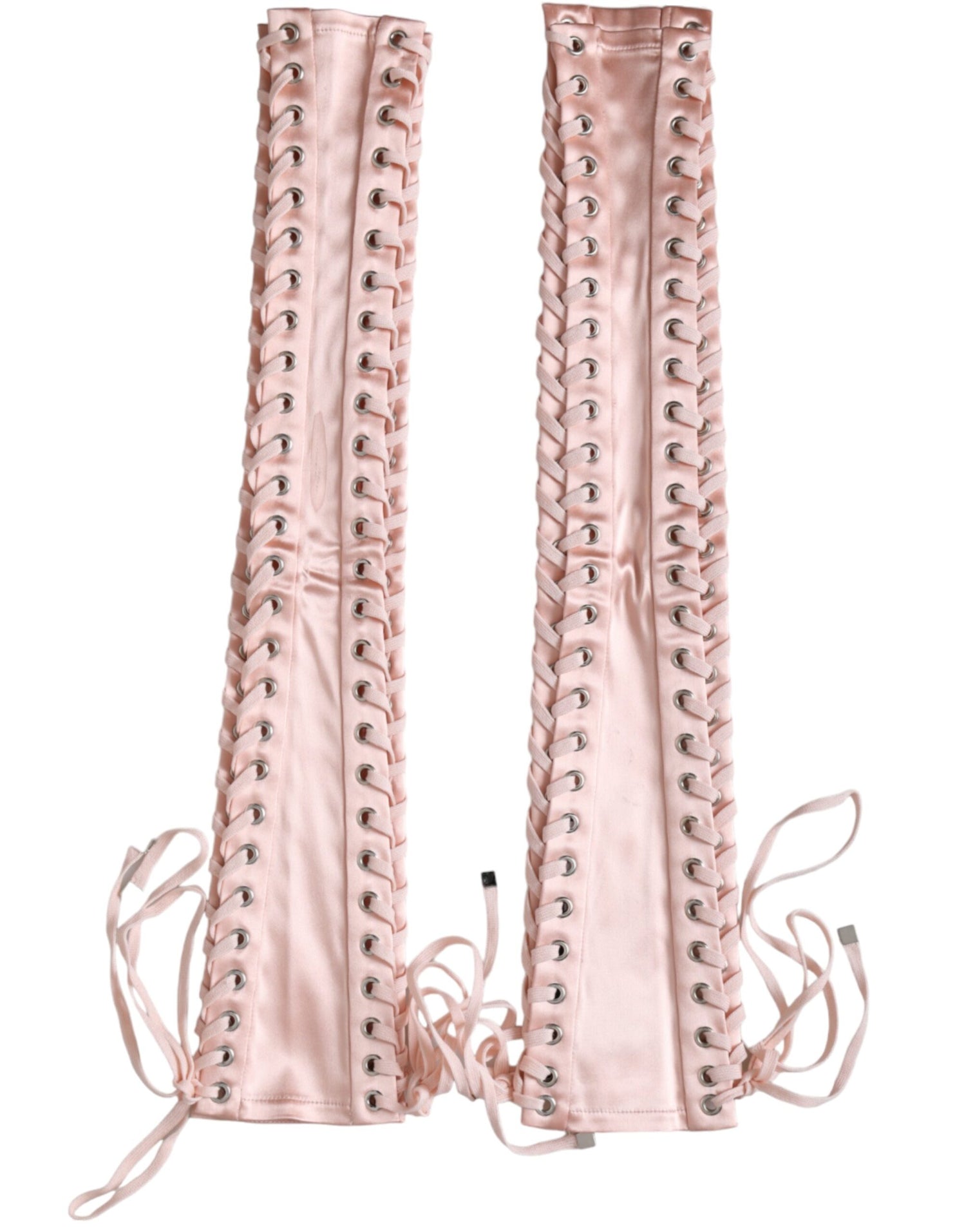 Dolce &amp; Gabbana Pink Acetate Lace Up Fingerless Gloves