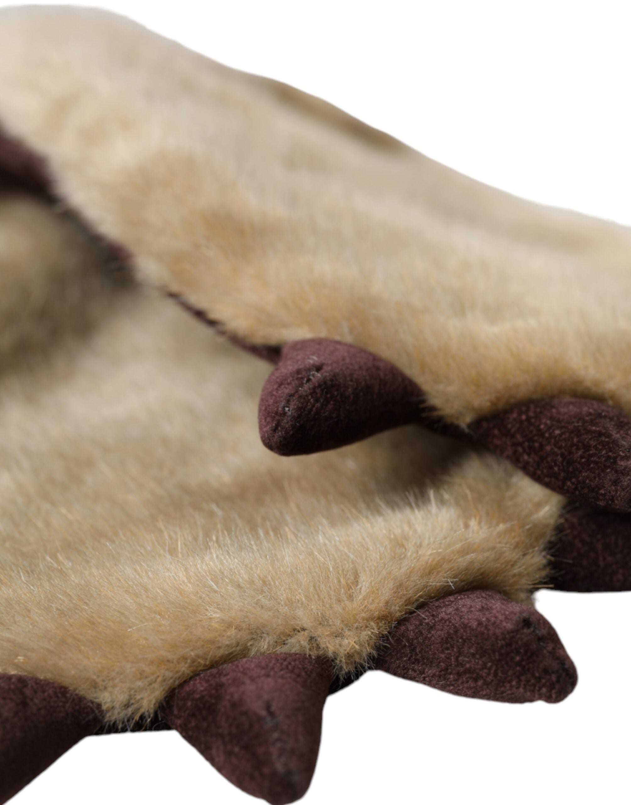 Dolce &amp; Gabbana Beige Acrylic Knitted Fur Wrist Mitten Gloves