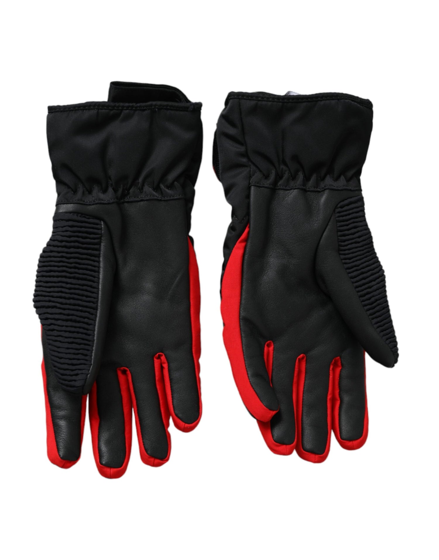 Dolce &amp; Gabbana Black Red Nylon Wrist Length Gloves