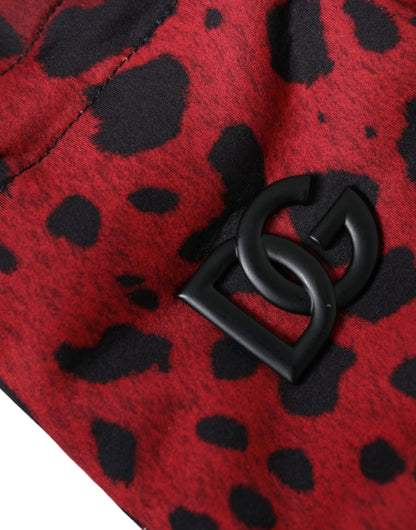 Dolce &amp; Gabbana Red Leopard Logo Wrist Length Gloves