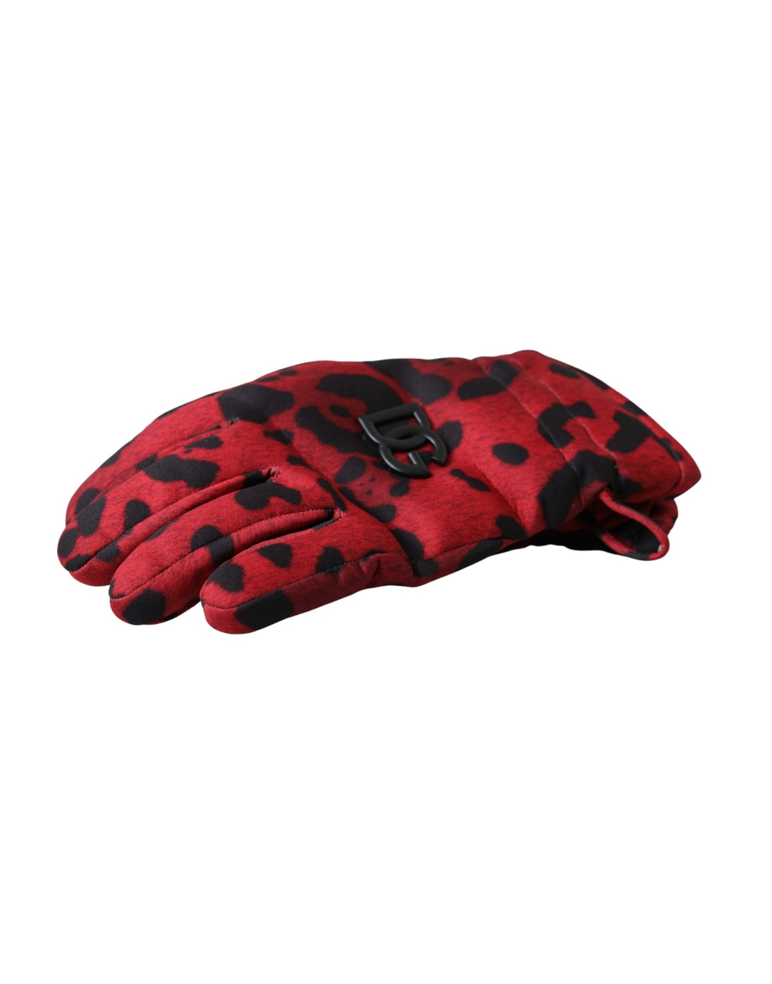 Dolce &amp; Gabbana Red Leopard Logo Wrist Length Gloves