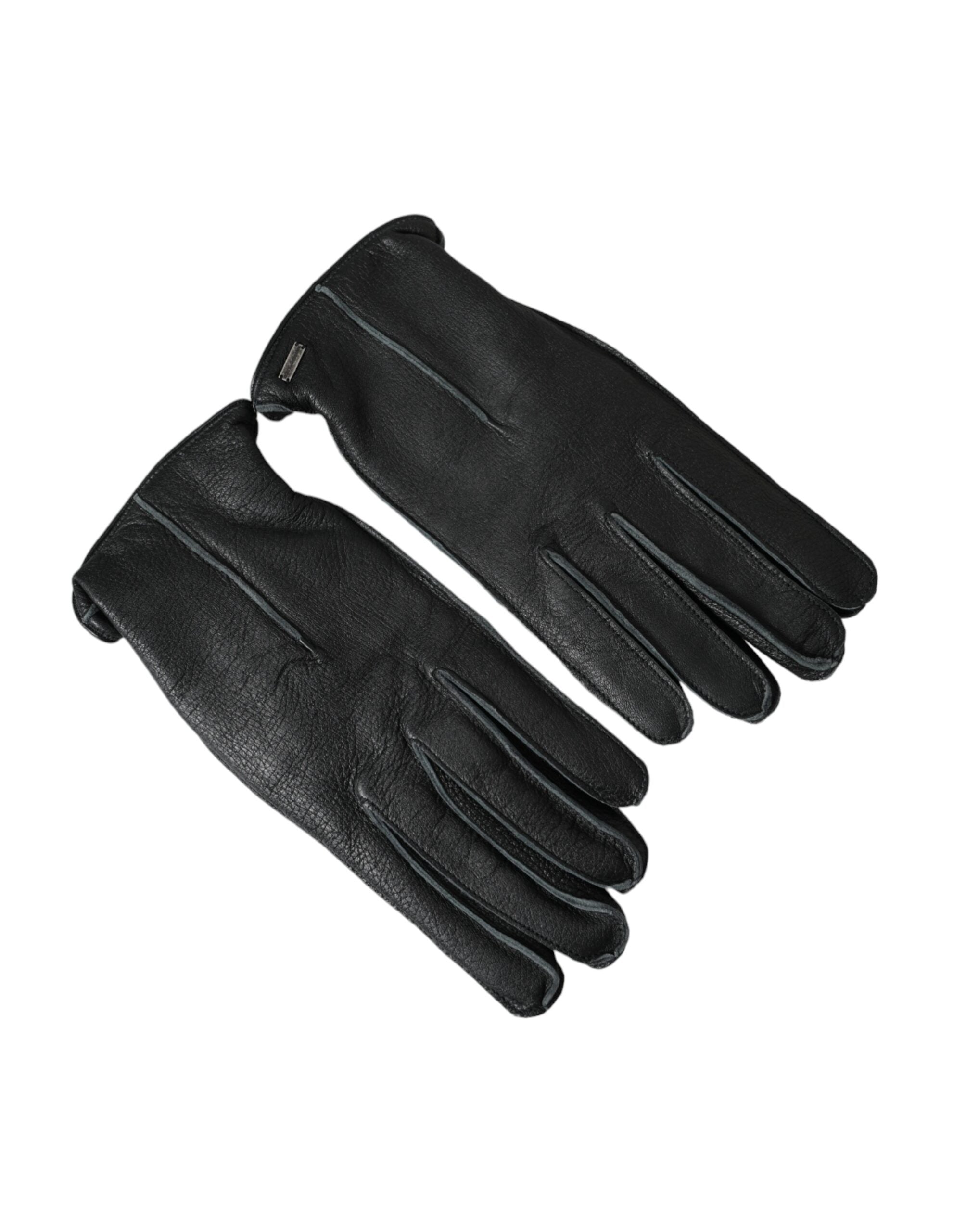 Dolce &amp; Gabbana Black Deer Leather Wrist Length Gloves