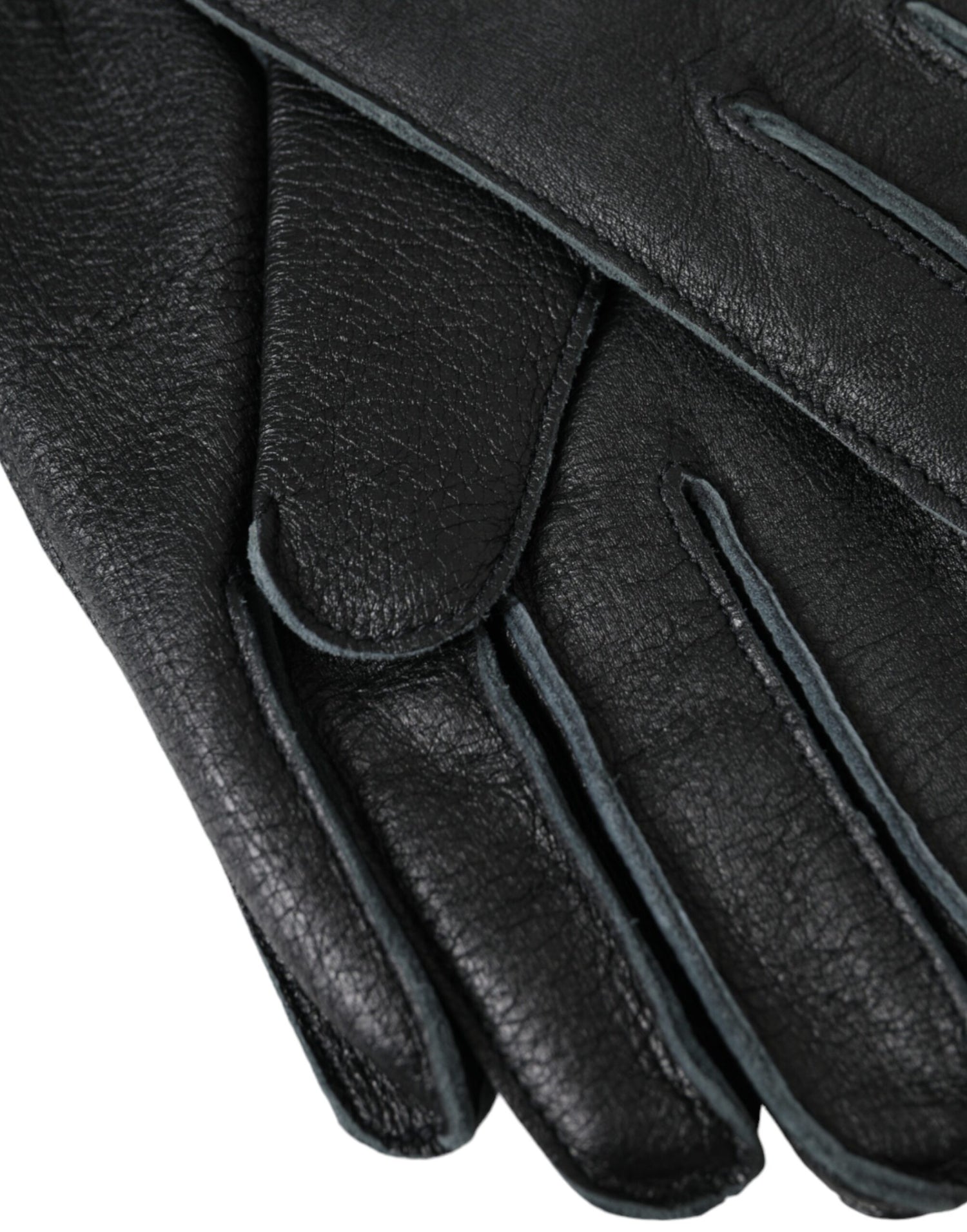 Dolce &amp; Gabbana Black Deer Leather Wrist Length Gloves