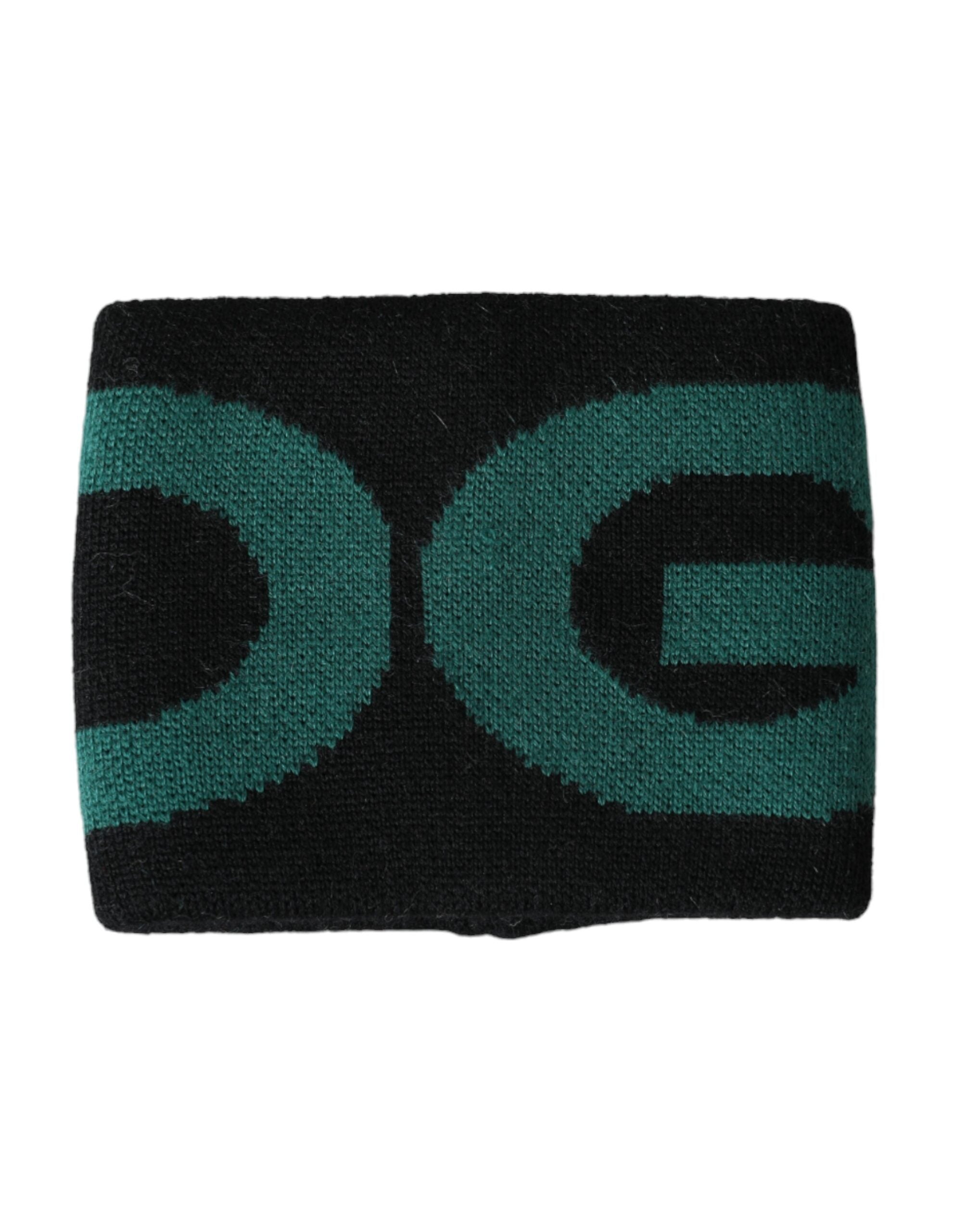 Dolce &amp; Gabbana Black Green Wool Logo 