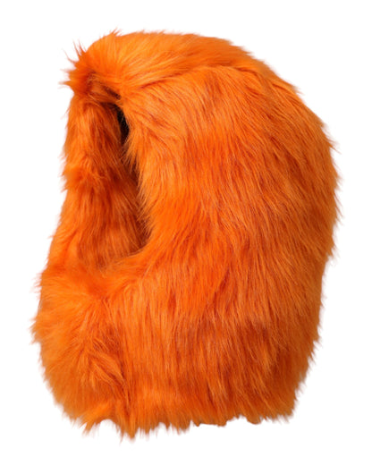 Dolce &amp; Gabbana Orange Faux Fur Whole Head Wrap Hat