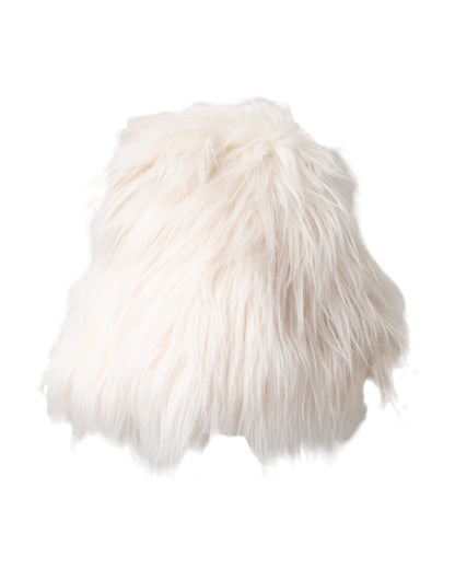 Dolce &amp; Gabbana White Acrylic Fur Womens Bucket Hat