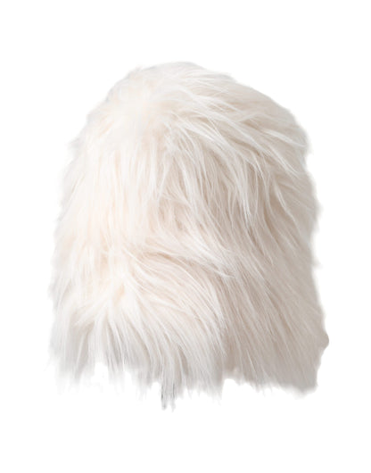 Dolce &amp; Gabbana White Acrylic Fur Womens Bucket Hat