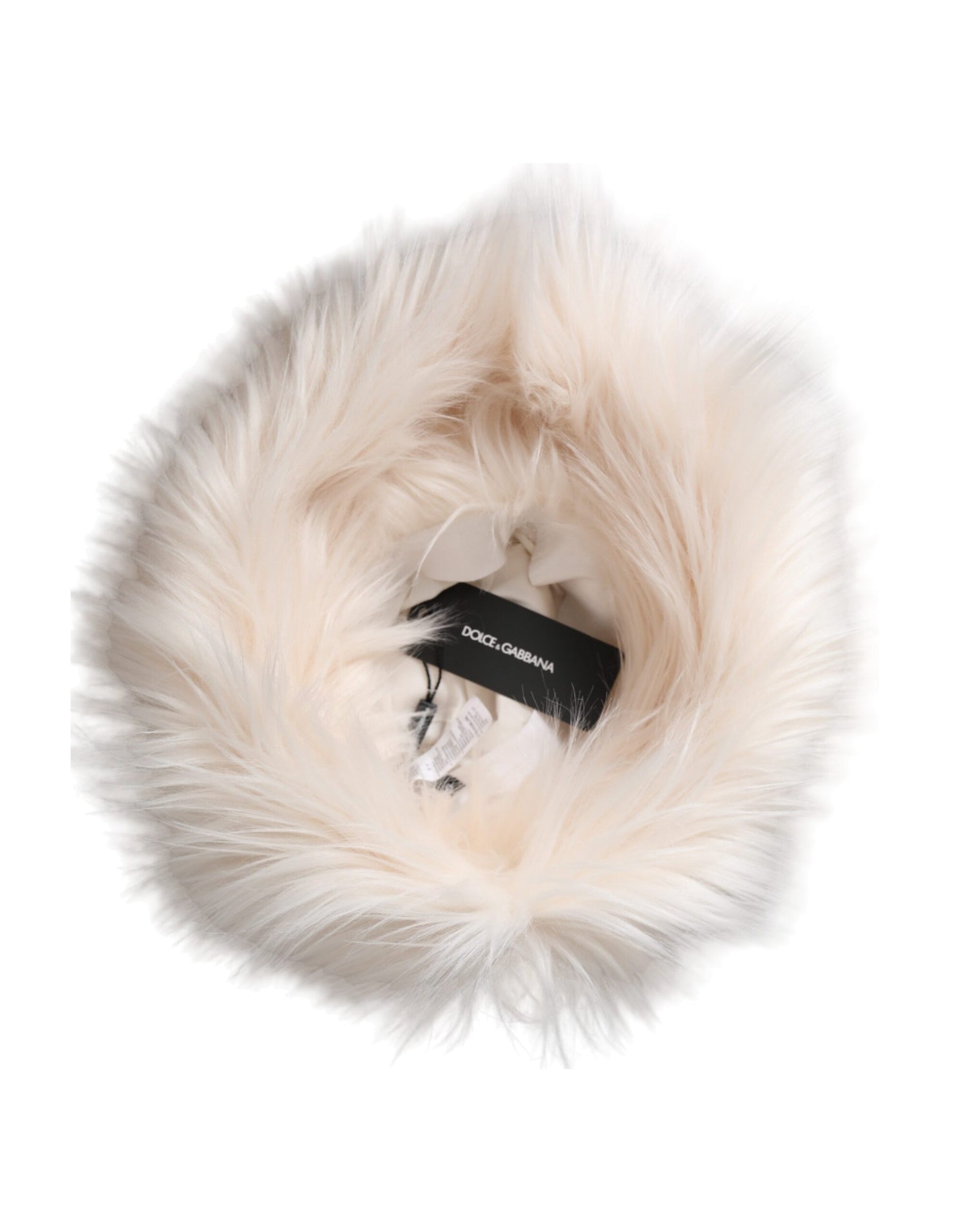 Dolce &amp; Gabbana White Acrylic Fur Womens Bucket Hat