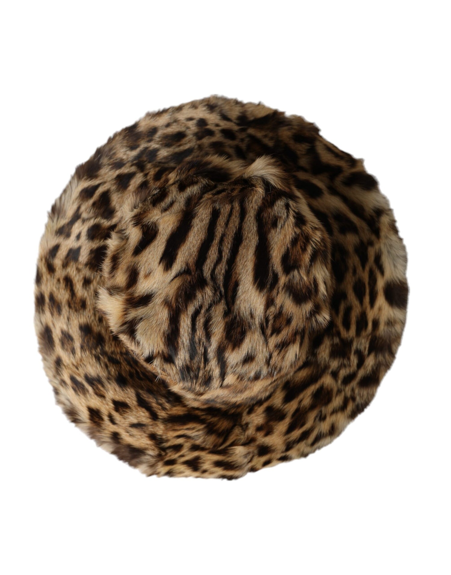 Dolce &amp; Gabbana Brown Leopard Fur Women Bucket Hat