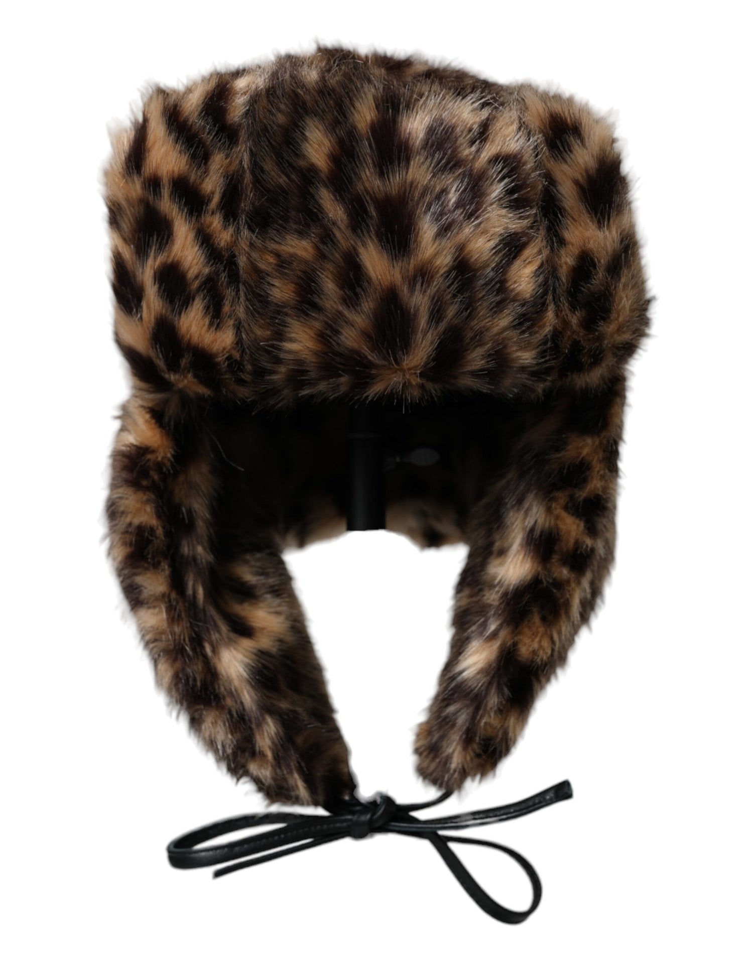 Dolce &amp; Gabbana Multicolor Leopard Fur Trapper Women Hat