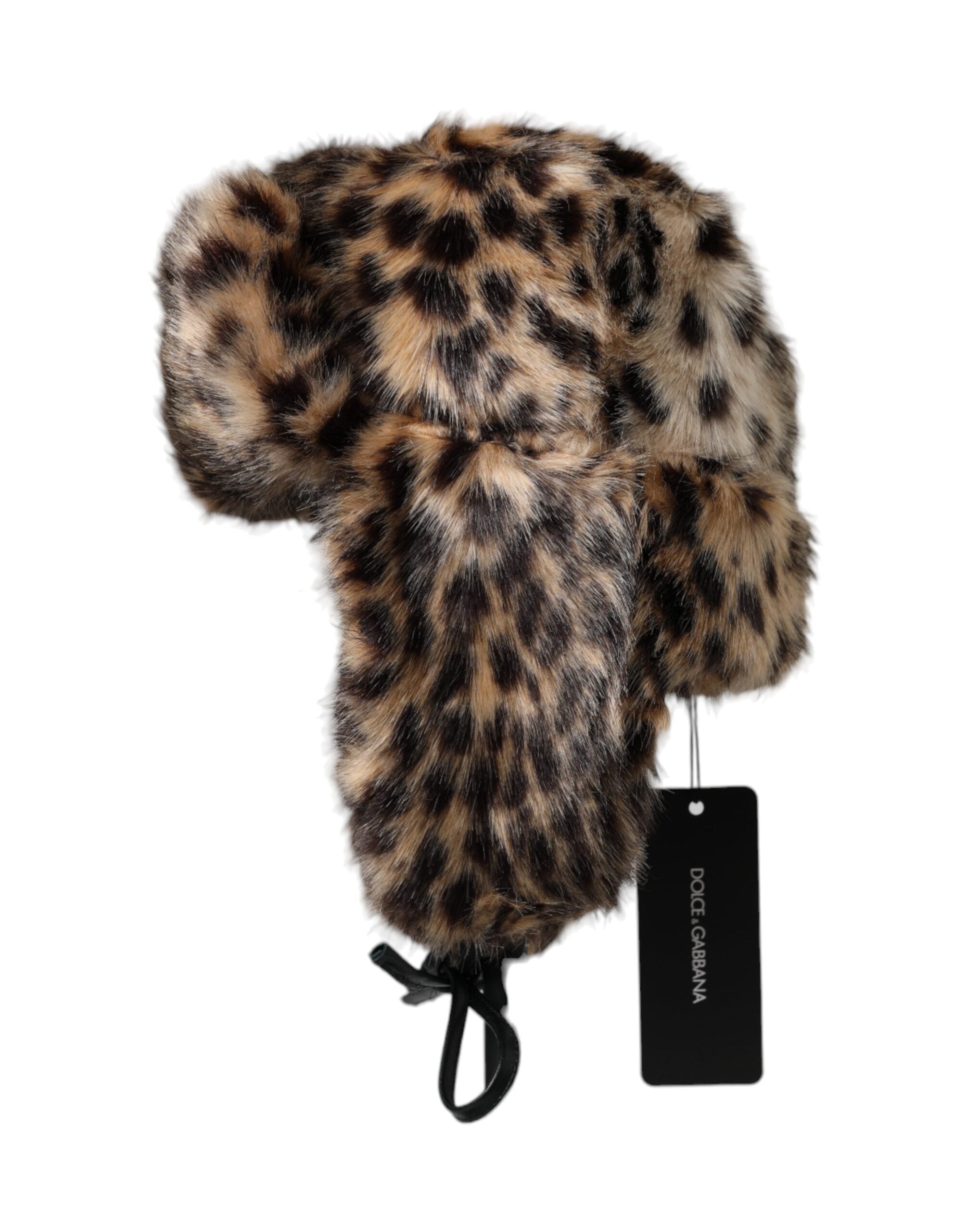 Dolce &amp; Gabbana Multicolor Leopard Fur Trapper Women Hat