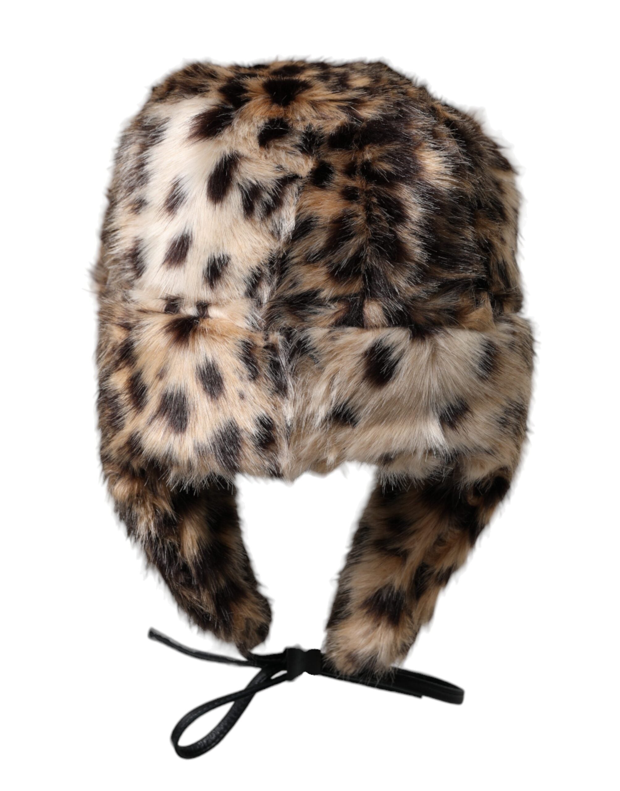 Dolce &amp; Gabbana Multicolor Leopard Fur Trapper Women Hat