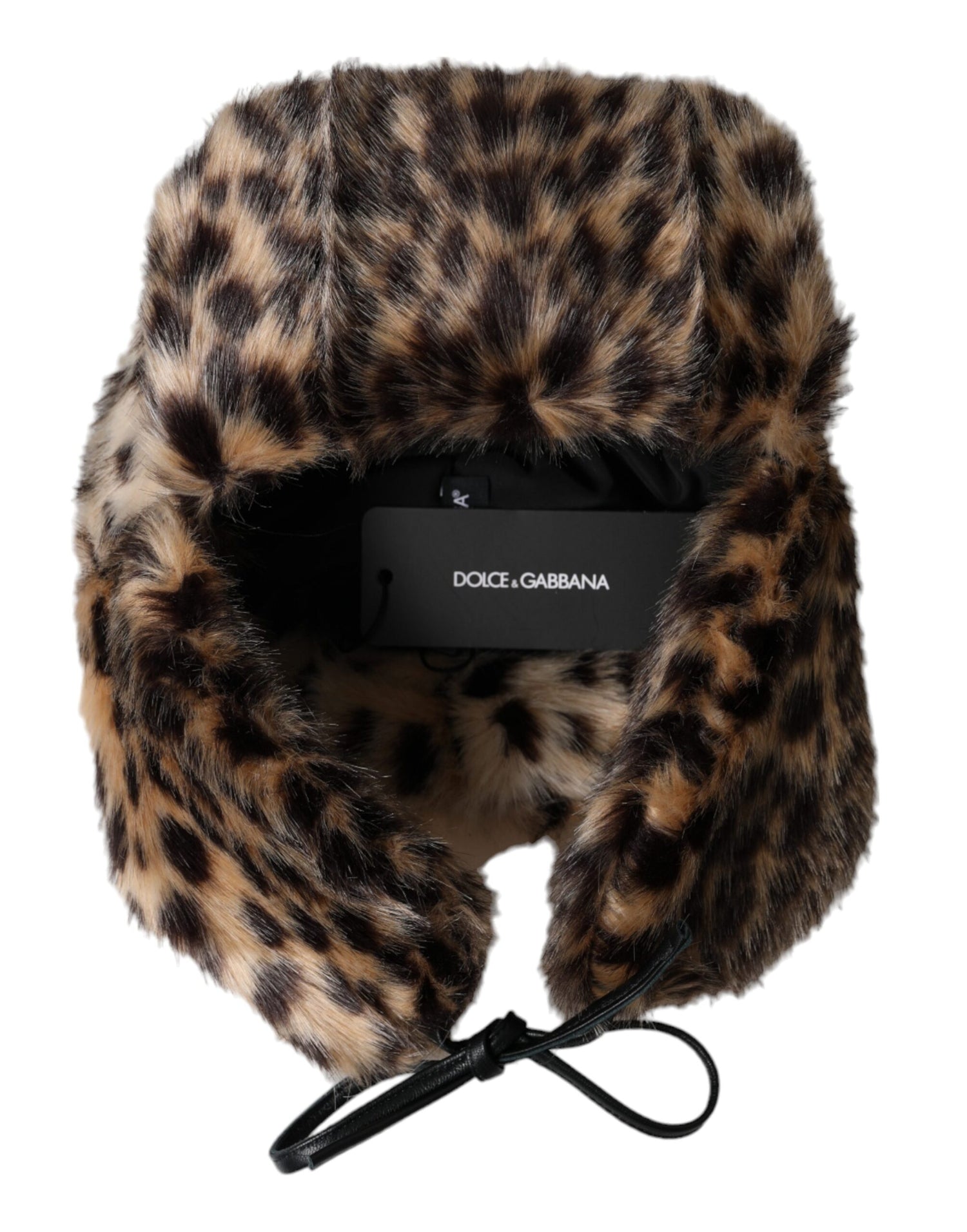 Dolce &amp; Gabbana Multicolor Leopard Fur Trapper Women Hat