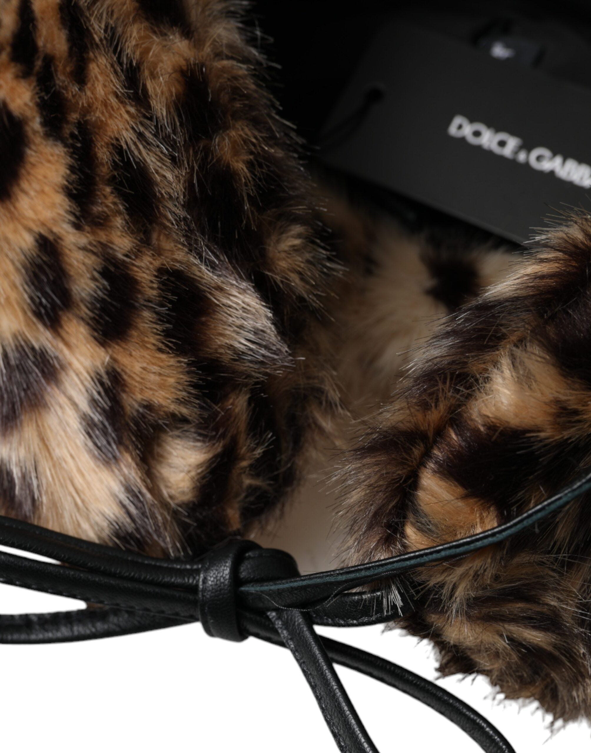 Dolce &amp; Gabbana Multicolor Leopard Fur Trapper Women Hat