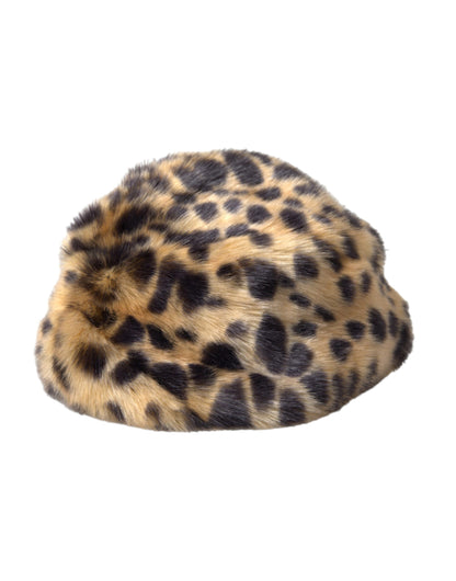 Dolce &amp; Gabbana Brown Leopard Fur Women Bucket Hat