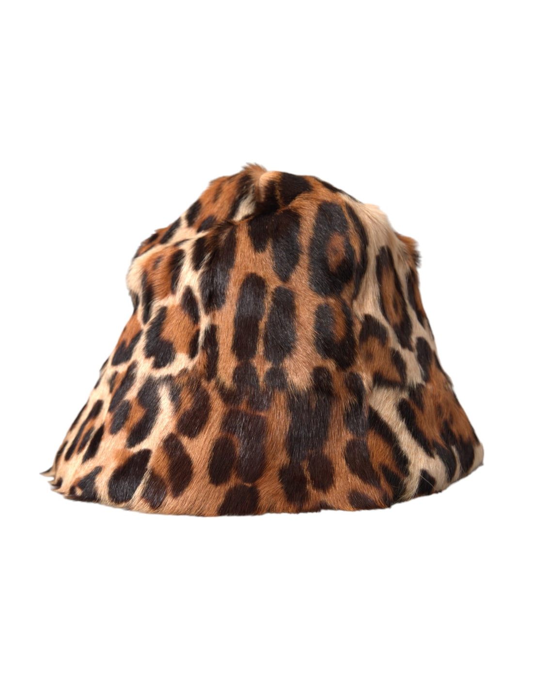 Dolce &amp; Gabbana Brown Leopard Fur Women Bucket Hat