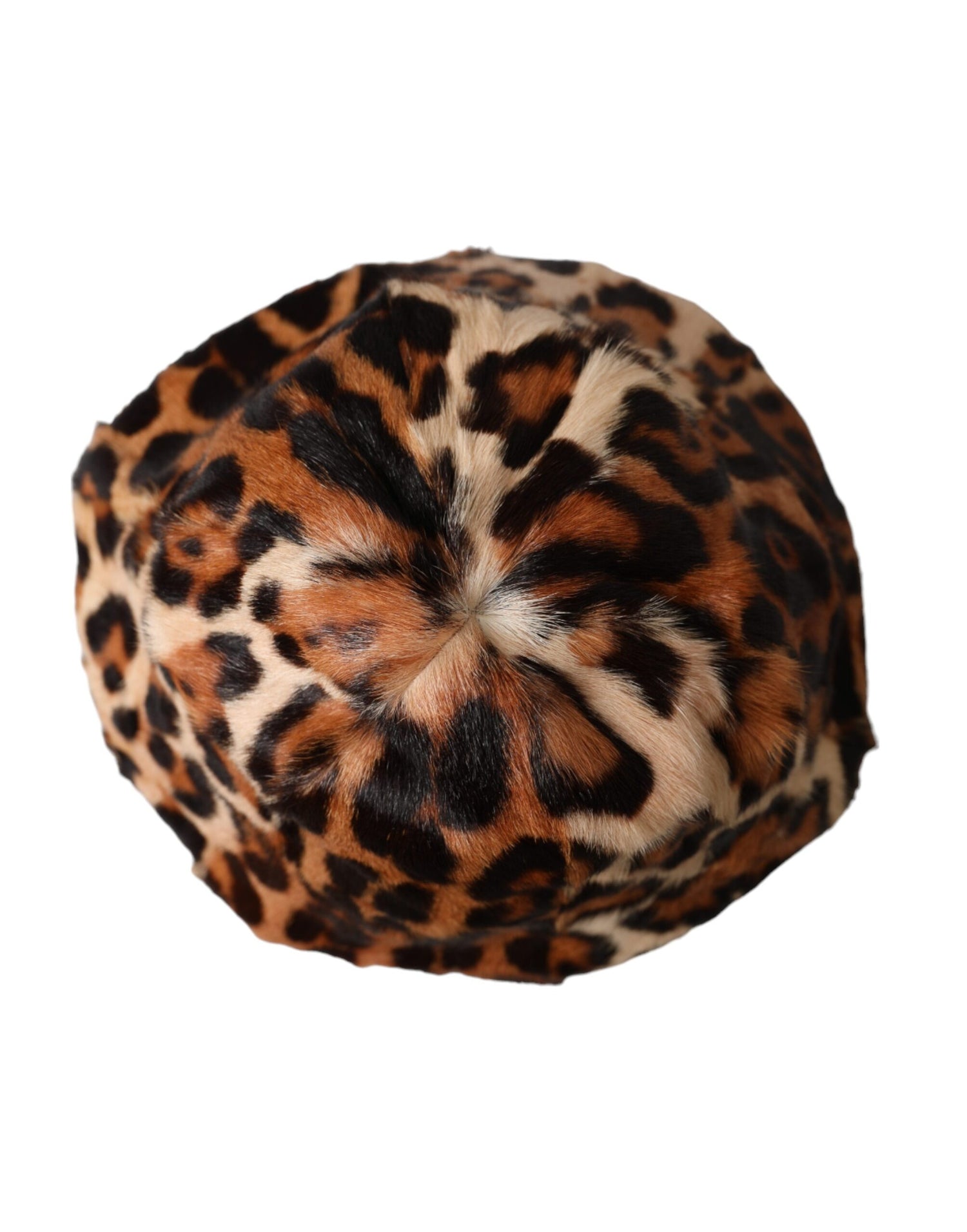 Dolce &amp; Gabbana Brown Leopard Fur Women Bucket Hat