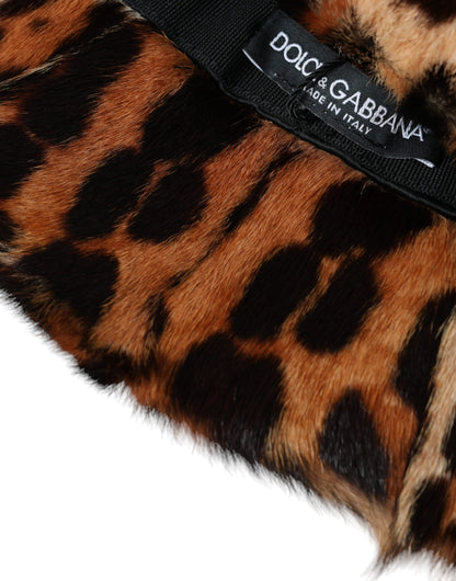 Dolce &amp; Gabbana Brown Leopard Fur Women Bucket Hat