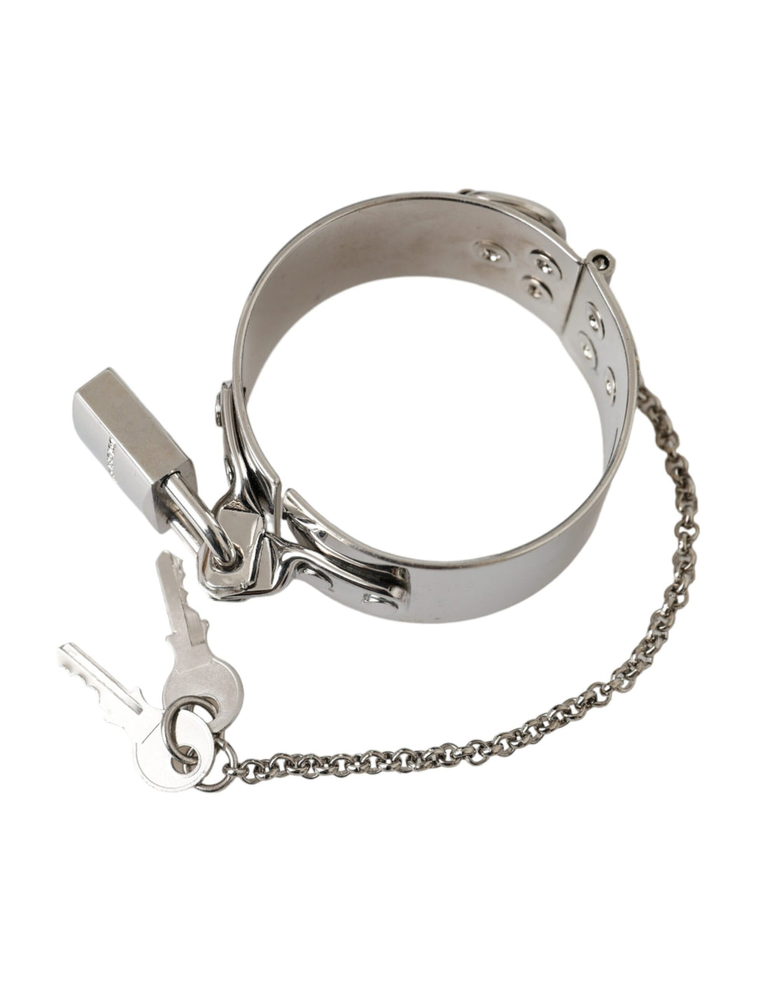 Dolce &amp; Gabbana Silver Metal Brass 1999 Bondage Handcuff Runway Bracelet