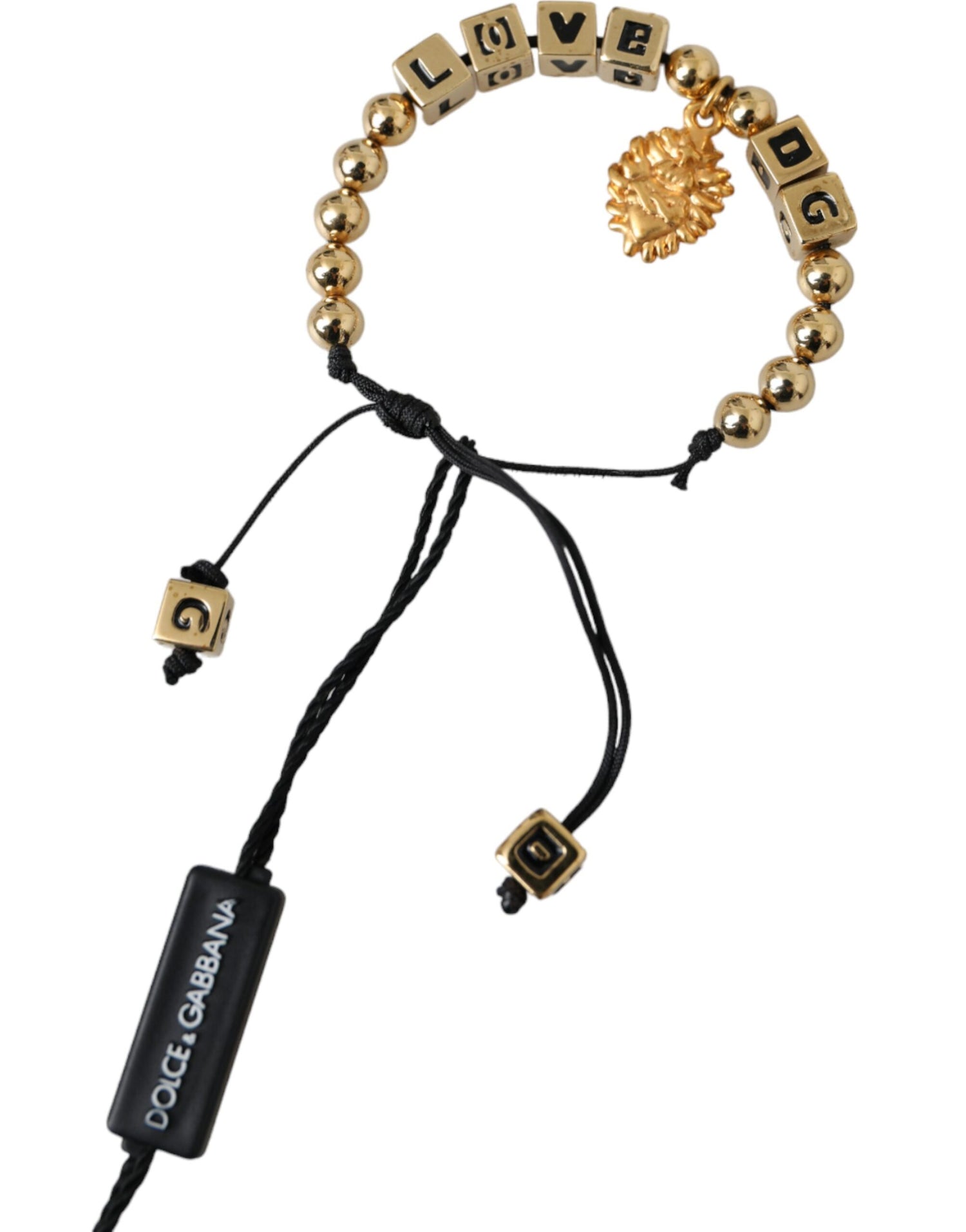 Dolce &amp; Gabbana Gold Beaded LOVE DG Charm Fashion Bracelet