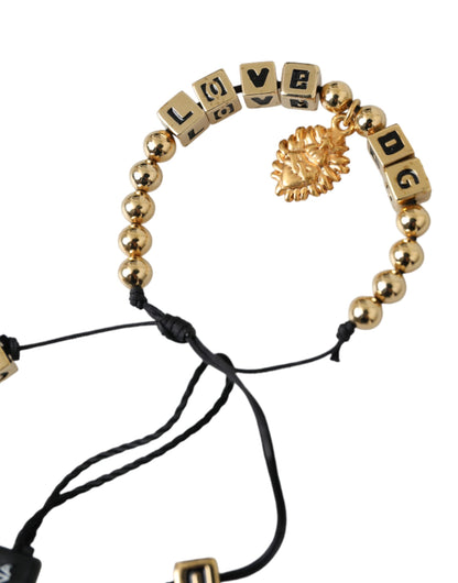 Dolce &amp; Gabbana Gold Beaded LOVE DG Charm Fashion Bracelet