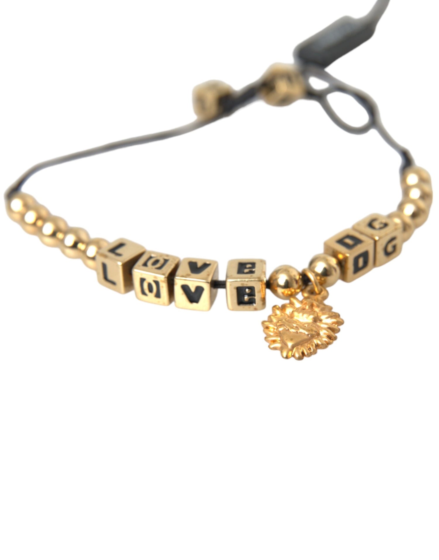 Dolce &amp; Gabbana Gold Beaded LOVE DG Charm Fashion Bracelet