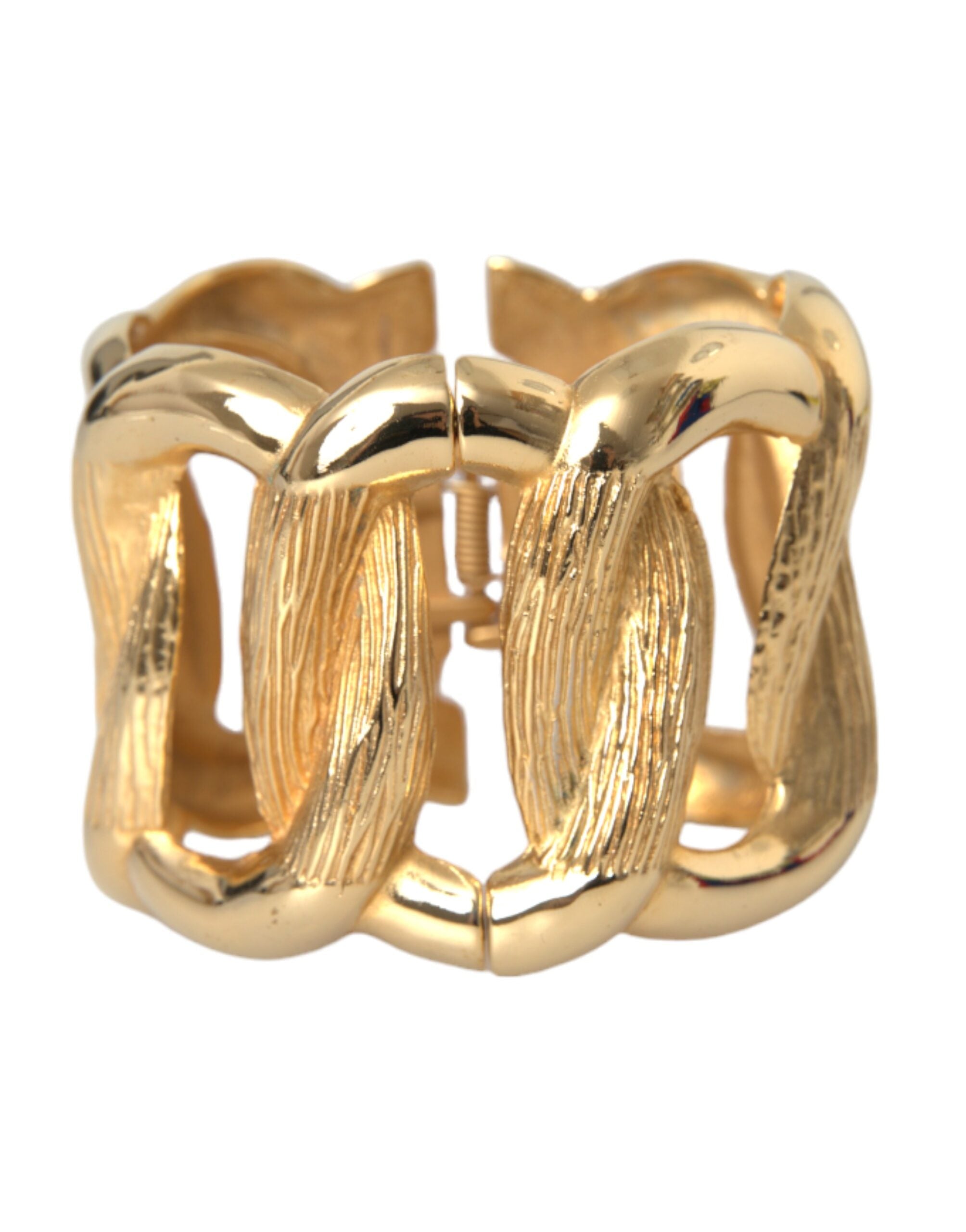 Dolce &amp; Gabbana Gold Tone Vintage Clamper Twisted Loop Bangle Bracelet