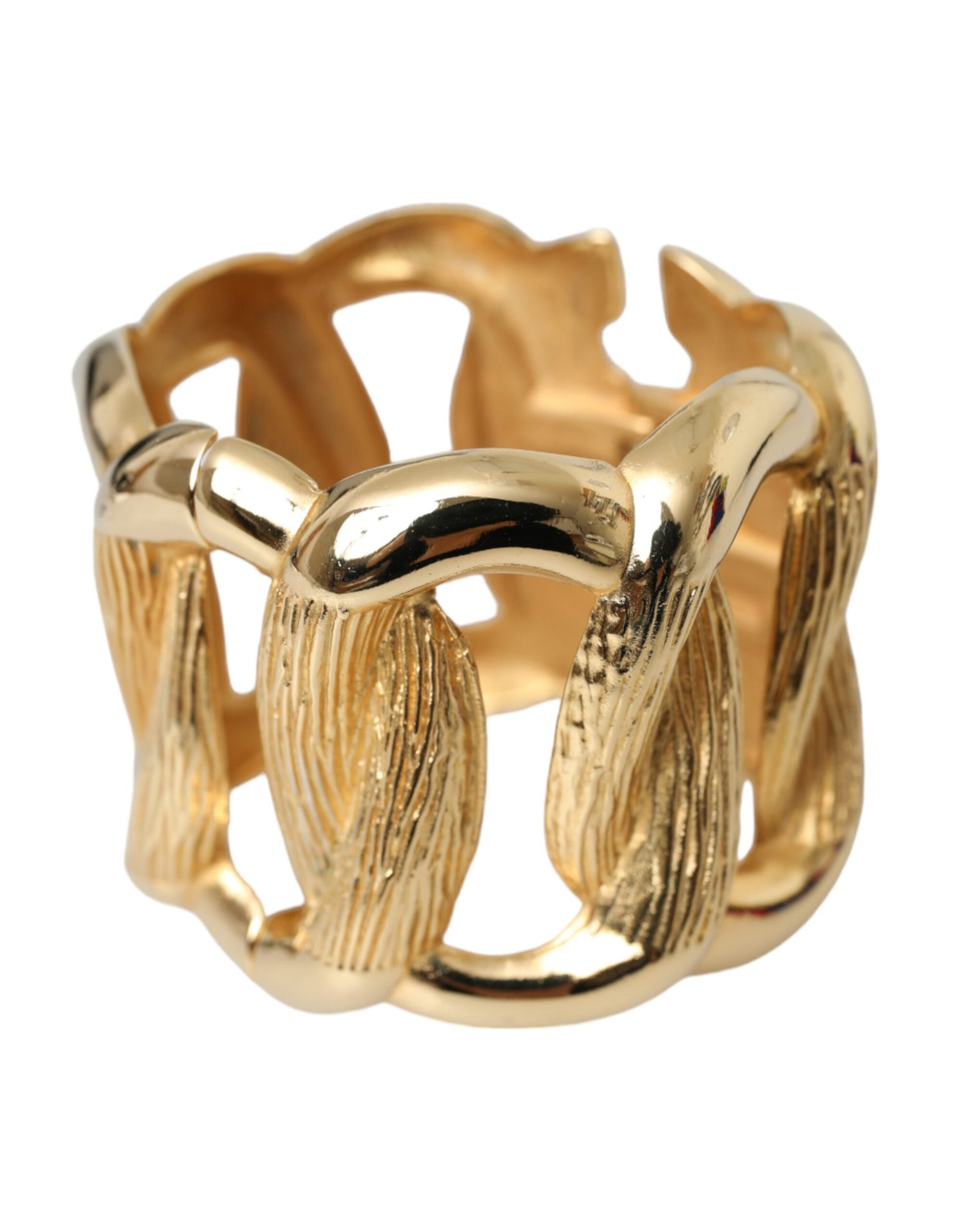 Dolce &amp; Gabbana Gold Tone Vintage Clamper Twisted Loop Bangle Bracelet