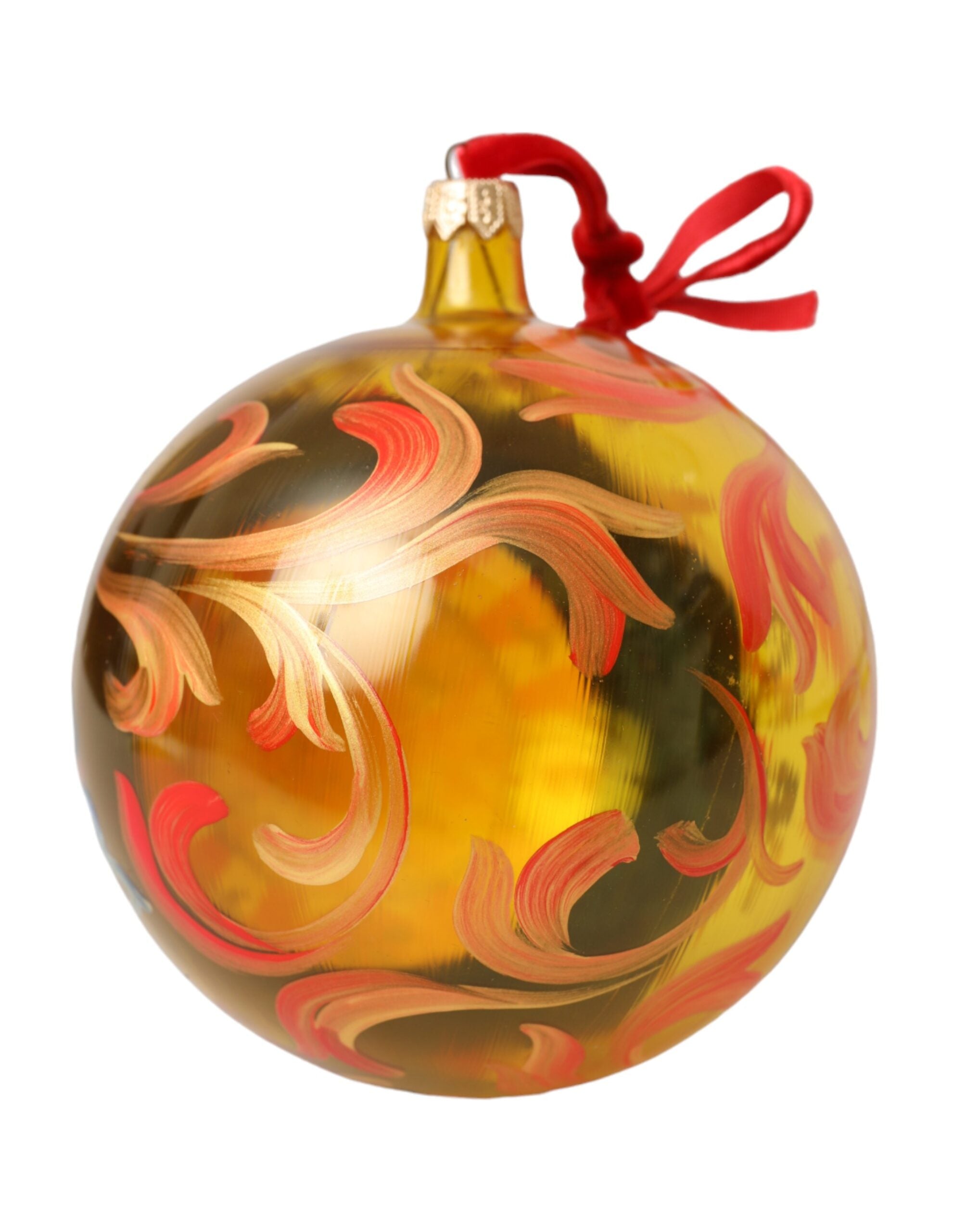 Dolce &amp; Gabbana Gold Tone Carretto Print Round Ornament Christmas Ball