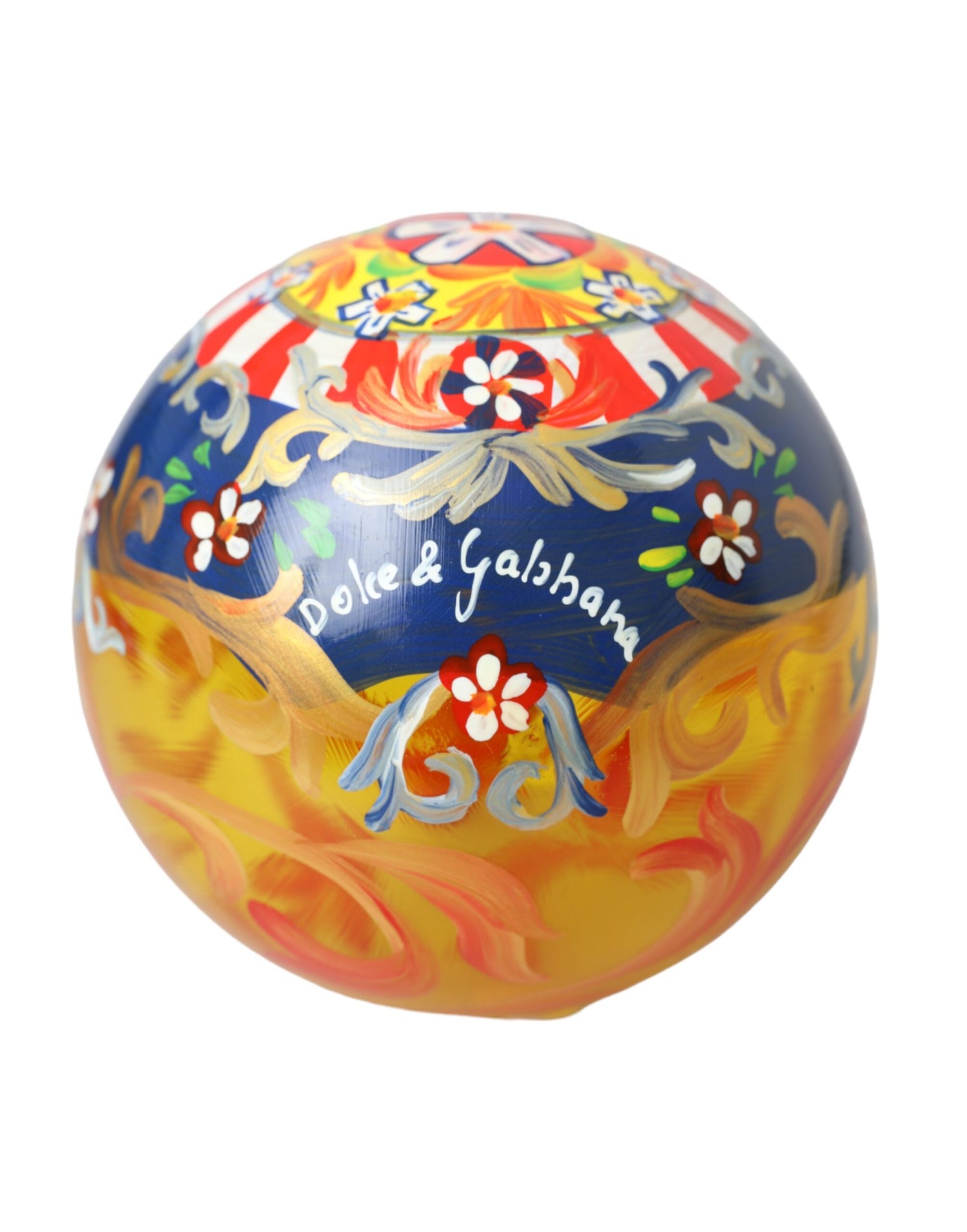 Dolce &amp; Gabbana Gold Tone Carretto Print Round Ornament Christmas Ball