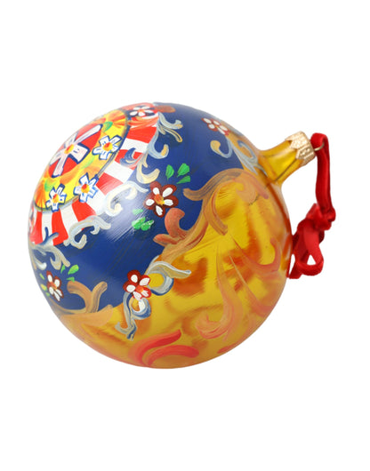 Dolce &amp; Gabbana Gold Tone Carretto Print Round Ornament Christmas Ball