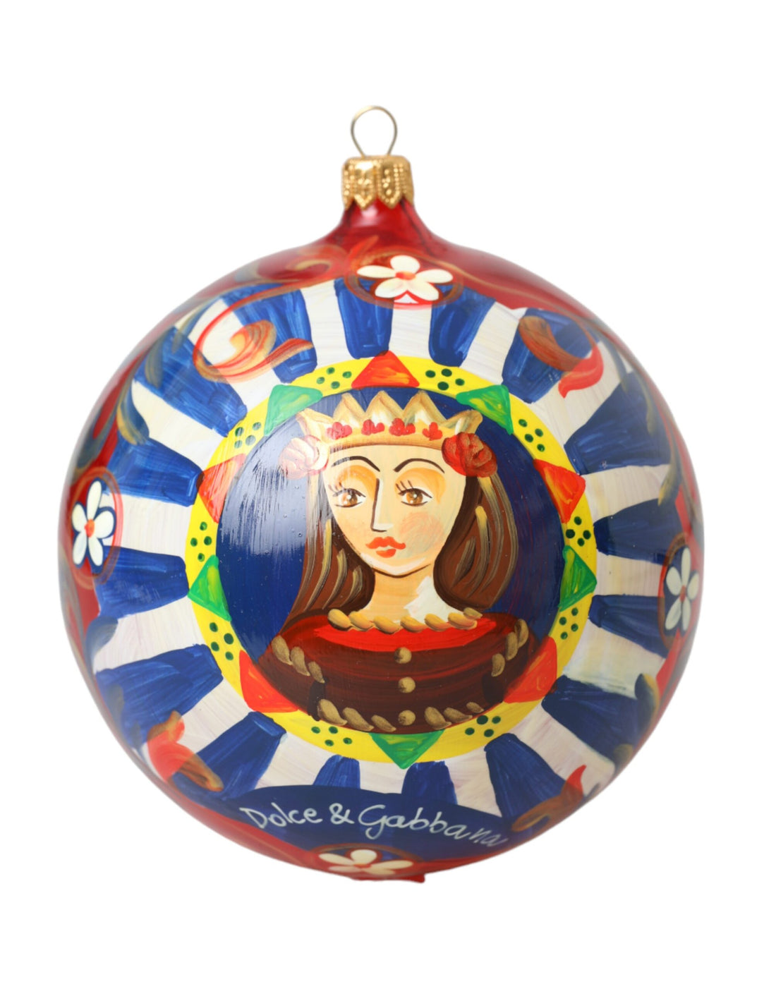 Dolce &amp; Gabbana Multicolor Carretto Print Round Ornament Christmas Ball