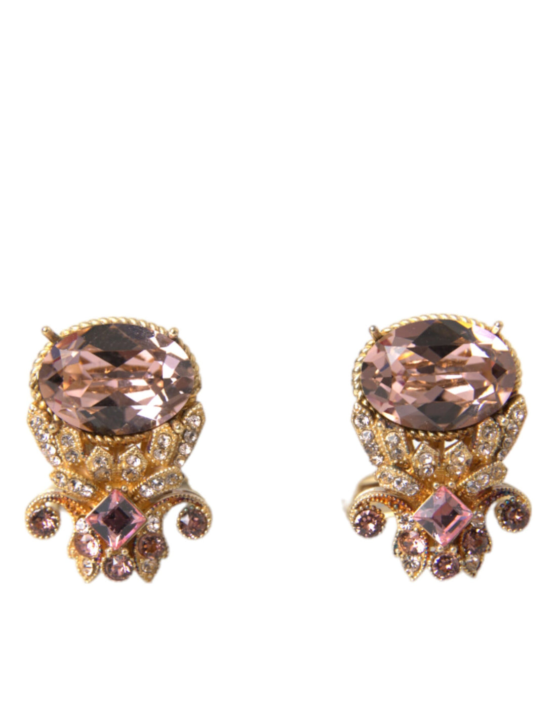 Dolce &amp; Gabbana Gold Tone 925 Sterling Silver Crystal Cufflink