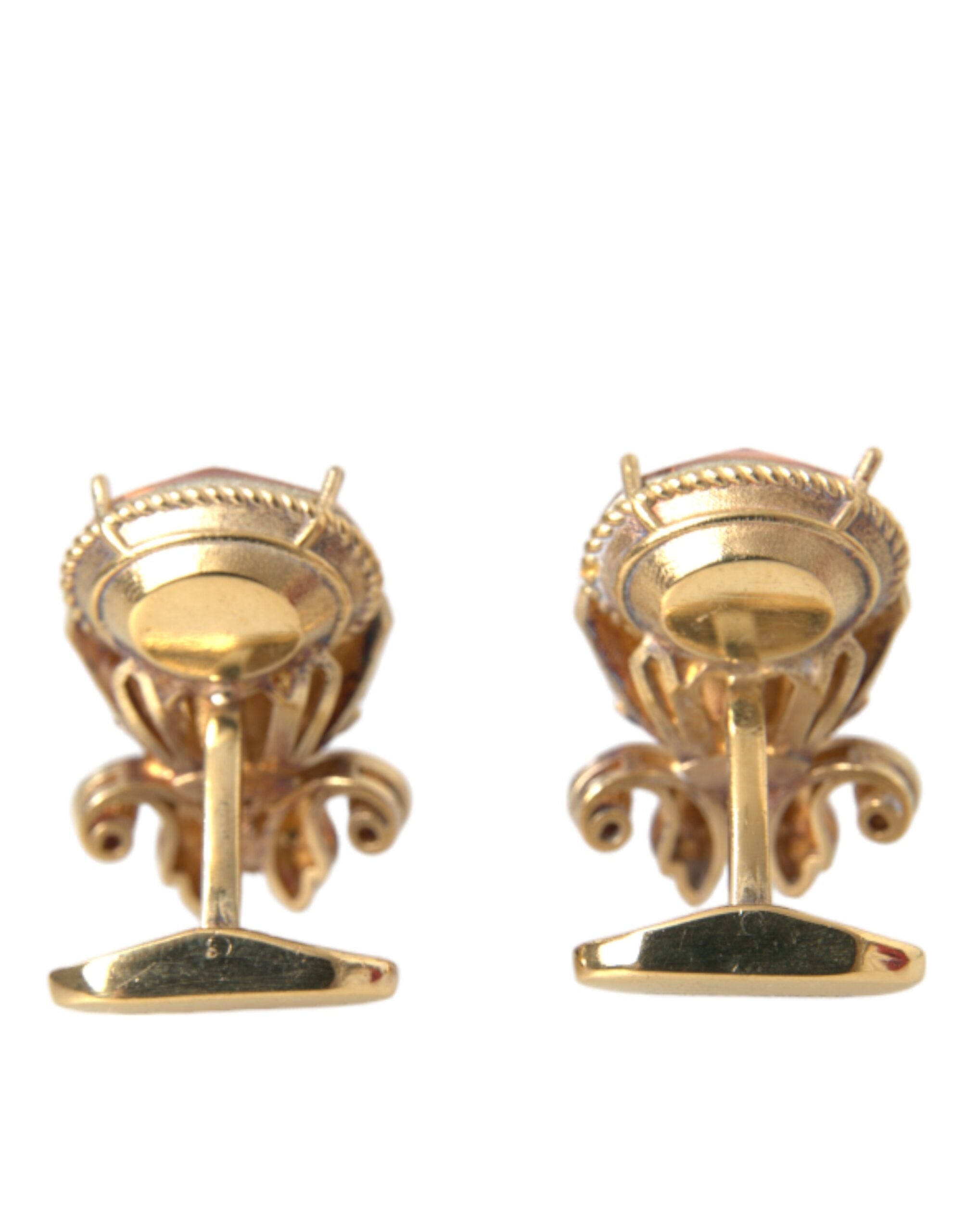 Dolce &amp; Gabbana Gold Tone 925 Sterling Silver Crystal Cufflink