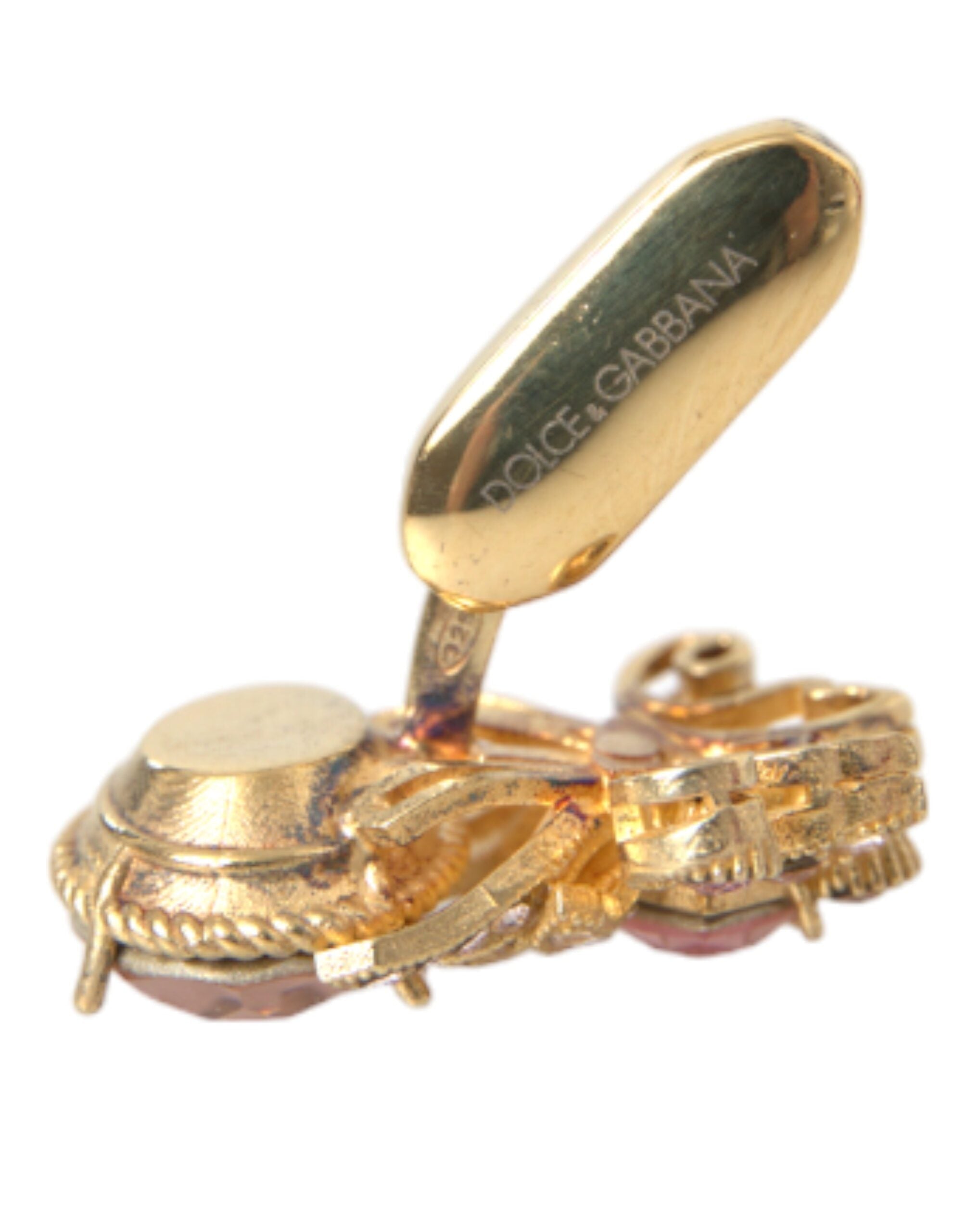 Dolce &amp; Gabbana Gold Tone 925 Sterling Silver Crystal Cufflink